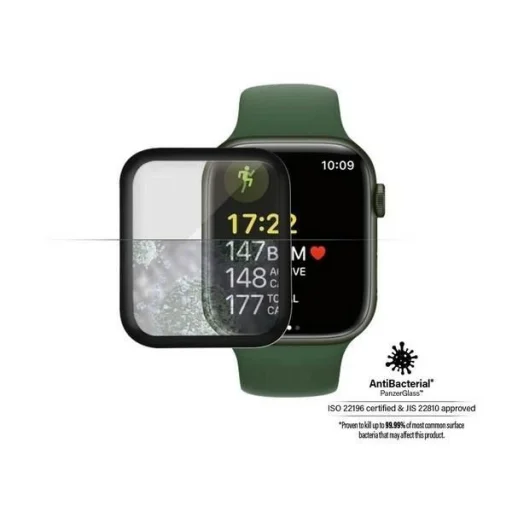 PanzerGlass Hajlított Antibakteriális Edzett Üveg Apple Watch 7 - 41mm - Fekete üvegfólia - 4