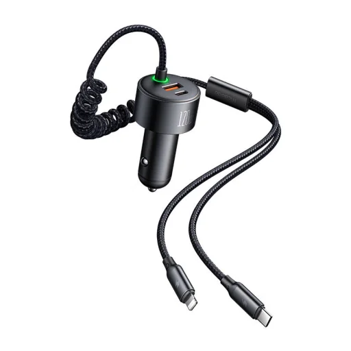Mcdodo CC-0370 120W 1C+1A autós töltő visszahúzható USB-C és Lightning kábelekkel - 3