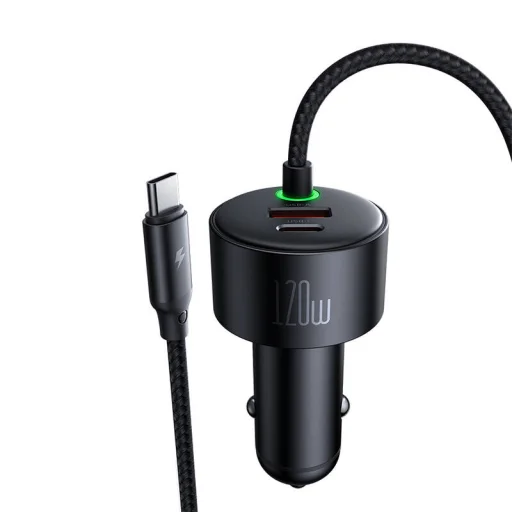 Mcdodo CC-0370 120W 1C+1A autós töltő visszahúzható USB-C és Lightning kábelekkel - 4