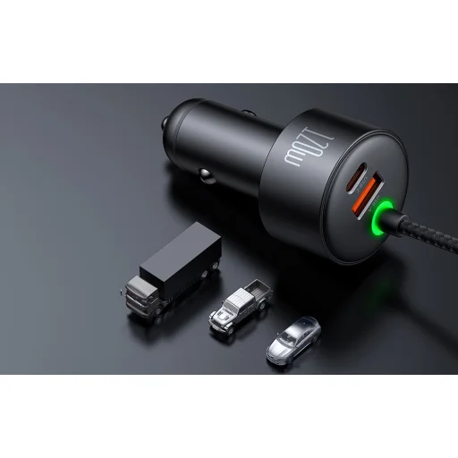 Mcdodo CC-0370 120W 1C+1A autós töltő visszahúzható USB-C és Lightning kábelekkel - 6