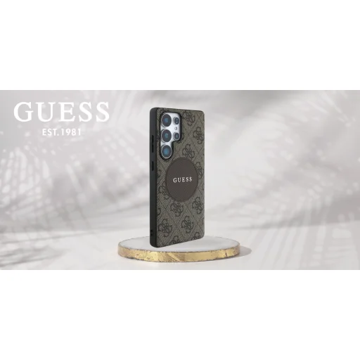 Guess 4G Kerek Folt Klasszikus Logó MagSafe Tok Samsung Galaxy S25 Ultra Barna - 9