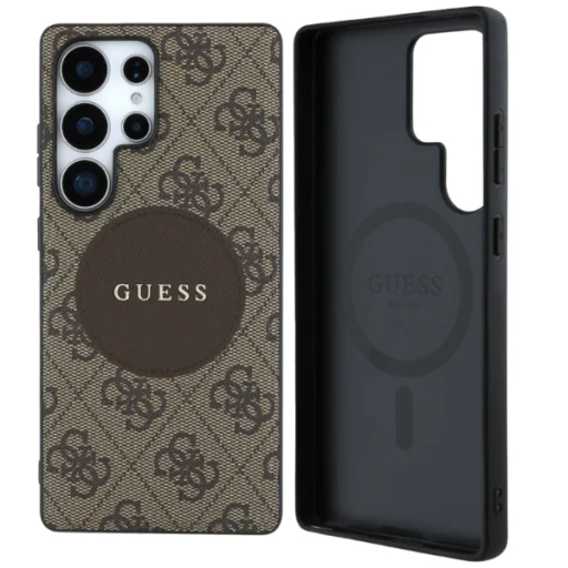 Guess 4G Kerek Folt Klasszikus Logó MagSafe Tok Samsung Galaxy S25 Ultra Barna - 11