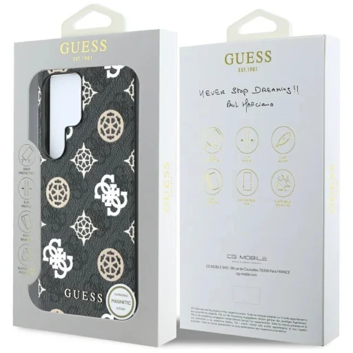 Guess 4G Nyomtatott Színes Peony Mintás MagSafe tok Samsung Galaxy S25 Ultra Fekete Tok - 7