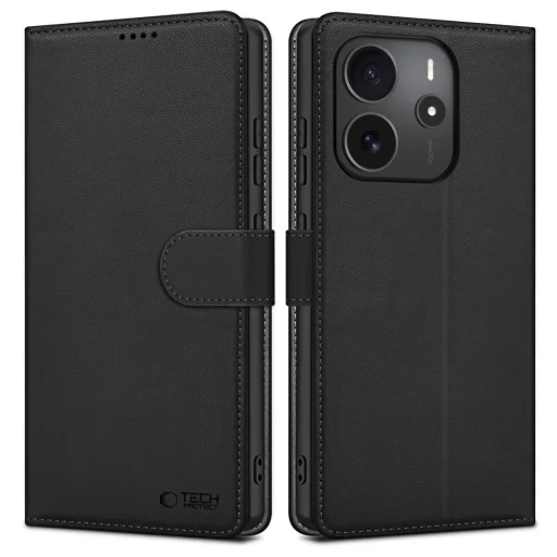 Tech-protect Wallet Xiaomi Redmi Note 14 4G / LTE Matt Fekete tok - 1