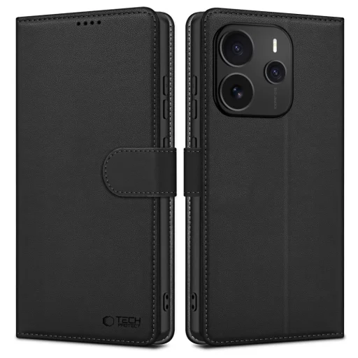 Xiaomi Redmi Note 14 5G Tech-protect Pénztárca Matt Fekete tok - 1