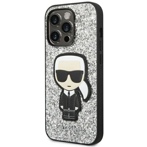 Karl Lagerfeld KLHCP14XGFKPG iPhone 14 Pro Max 6.7" hardcase ezüst / ezüst Glitter Flakes Ikonik tok - 2