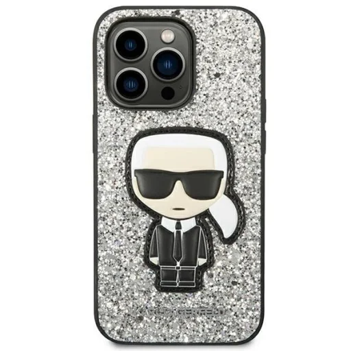 Karl Lagerfeld KLHCP14XGFKPG iPhone 14 Pro Max 6.7" hardcase ezüst / ezüst Glitter Flakes Ikonik tok - 3
