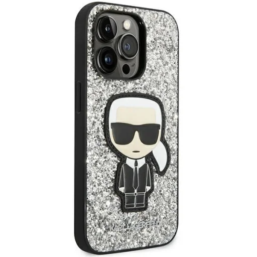 Karl Lagerfeld KLHCP14XGFKPG iPhone 14 Pro Max 6.7" hardcase ezüst / ezüst Glitter Flakes Ikonik tok - 4