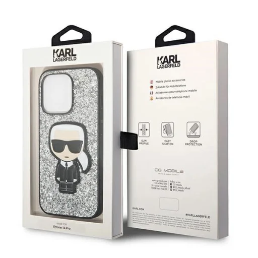 Karl Lagerfeld KLHCP14XGFKPG iPhone 14 Pro Max 6.7" hardcase ezüst / ezüst Glitter Flakes Ikonik tok - 8