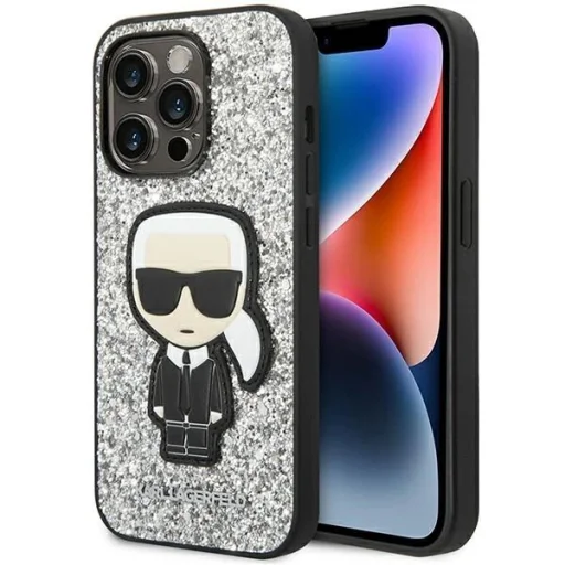 Karl Lagerfeld KLHCP14XGFKPG iPhone 14 Pro Max 6.7" hardcase ezüst / ezüst Glitter Flakes Ikonik tok - 1