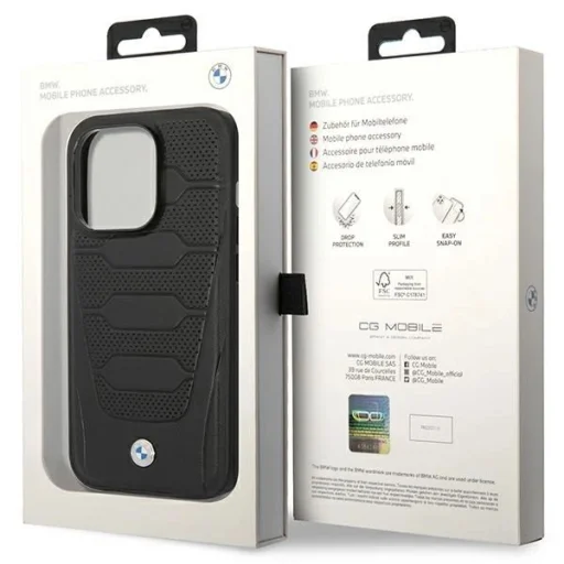  iPhone 14 Pro Max 6.7" fekete/fekete bőr ülések mintás BMW BMHCP14X22RPSK tok - 8