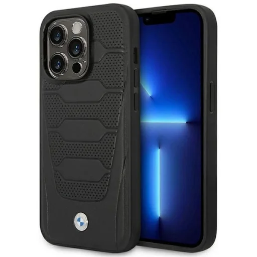  iPhone 14 Pro Max 6.7" fekete/fekete bőr ülések mintás BMW BMHCP14X22RPSK tok - 1