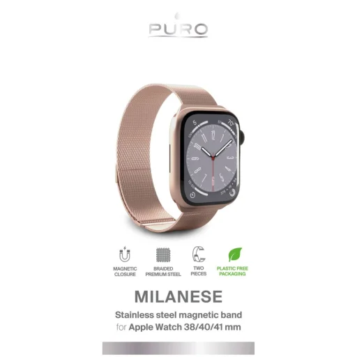 Puro 'MILANESE' szíj Apple Watch 38–40–41 mm-hez, rózsaszín - 2