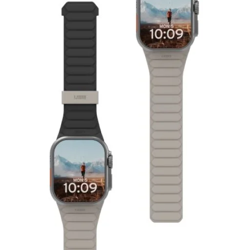 UAG Pathfinder Szilikon Kétszeresen Mágneses Szíj Apple Watch 42 / 44 / 45 / 46 / 49mm - Fekete-Szürke - 3