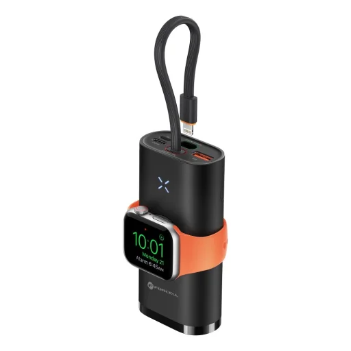 FORCELL F-ENERGY F10K4 powerbank kompatibilis Apple Watch-sal PD QC3.0 3A 22,5W 10000 mAh fekete - 2
