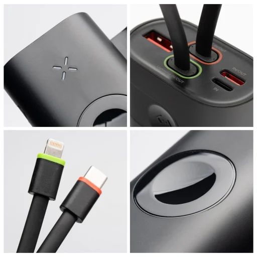 FORCELL F-ENERGY F10K4 powerbank kompatibilis Apple Watch-sal PD QC3.0 3A 22,5W 10000 mAh fekete - 8