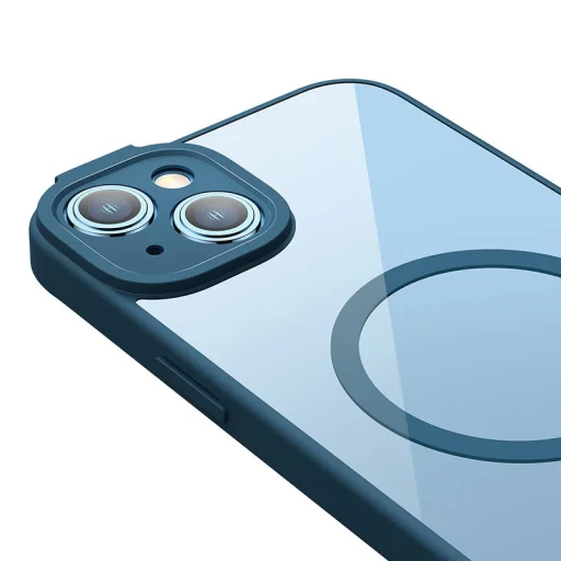 Baseus Frame iPhone 14 Plus Átlátszó mágneses tok és üvegfólia (kék) tok - 4