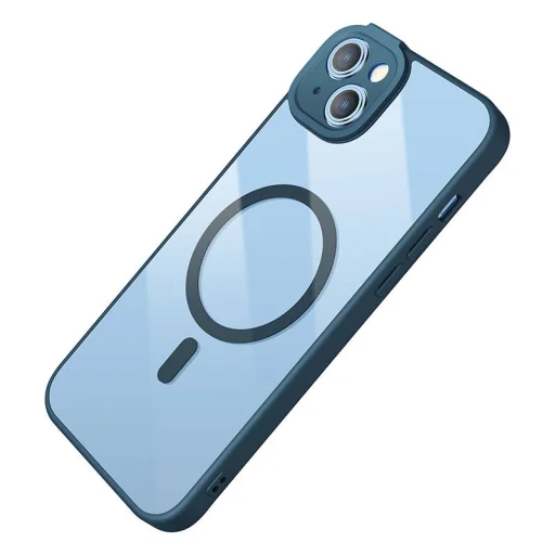 Baseus Frame iPhone 14 Plus Átlátszó mágneses tok és üvegfólia (kék) tok - 6