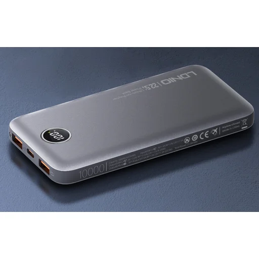 Powerbank LDNIO PQ10, 2xUSB, 22.5W, 10000mAh (Szürke) - 7