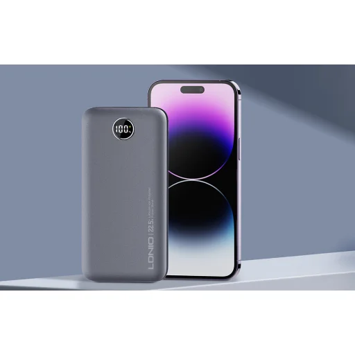 Powerbank LDNIO PQ10, 2xUSB, 22.5W, 10000mAh (Szürke) - 8