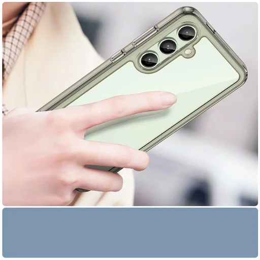 Szilikon Outer Space tok zselés kerettel Samsung Galaxy S24 FE készülékhez - áttetsző-fekete tok - 3