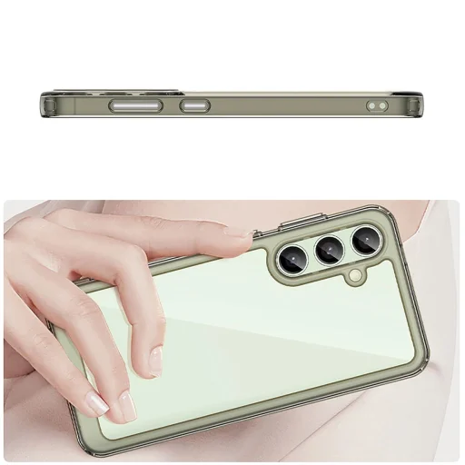 Szilikon Outer Space tok zselés kerettel Samsung Galaxy S24 FE készülékhez - áttetsző-fekete tok - 4