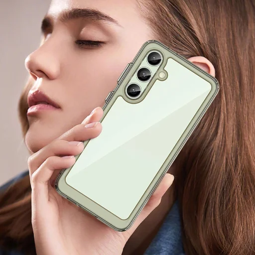 Szilikon Outer Space tok zselés kerettel Samsung Galaxy S24 FE készülékhez - áttetsző-fekete tok - 5