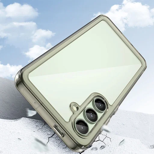 Szilikon Outer Space tok zselés kerettel Samsung Galaxy S24 FE készülékhez - áttetsző-fekete tok - 7