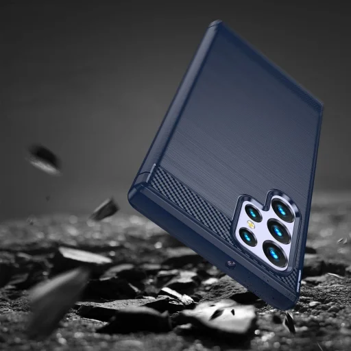 Karbonové puzdro Samsung Galaxy S23 Ultra flexibilné silikónové karbonové puzdro modré - 6