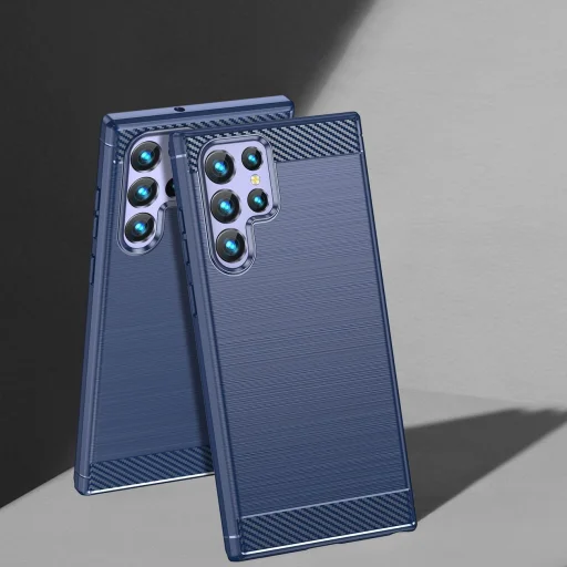 Karbonové puzdro Samsung Galaxy S23 Ultra flexibilné silikónové karbonové puzdro modré - 8