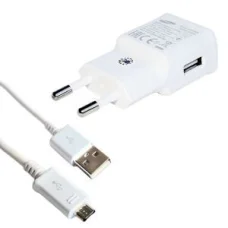 EP-TA50EWE + ECB-DU4AWE Samsung 8W Utazó Töltő + microUSB Adatkábel Fehér (OOB Bulk)