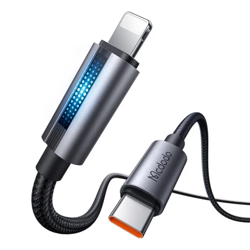 Mcdodo CA-5710 USB-C to Lightning kábel villogó fénnyel 36W 1.2m (fekete), - 3