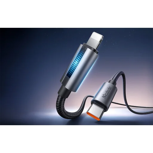 Mcdodo CA-5710 USB-C to Lightning kábel villogó fénnyel 36W 1.2m (fekete), - 6