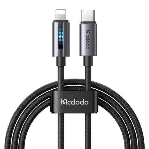 Mcdodo CA-5710 USB-C to Lightning kábel villogó fénnyel 36W 1.2m (fekete), - 1
