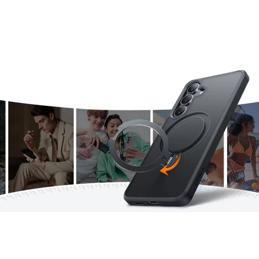 Torras Ostand Spin sorozatú tok Samsung Galaxy S25 Plus (Fekete) - 6