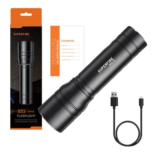 Superfire S33-C, zseblámpa, 210lm, USB - 3