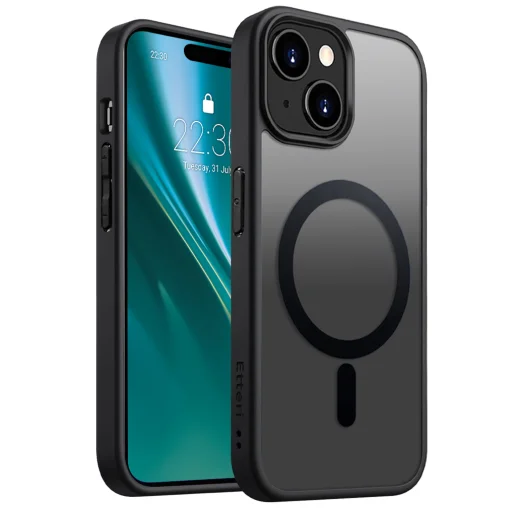  Etteri matt mágneses tok iPhone 15 6,1"-hez fekete tok - 1