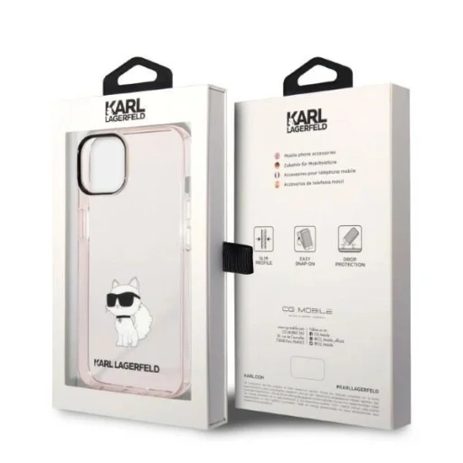 Karl Lagerfeld Ikonik Choupette tok iPhone 14-hez - rózsaszín - 8