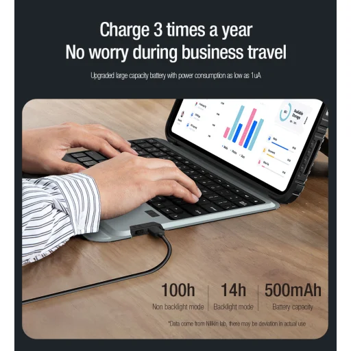 Nillkin Bumper Combo tok billentűzettel Angol nyelvű (Világítós Verzió) iPad 10.9 2022 / iPad 11 2025 fekete tok - 3