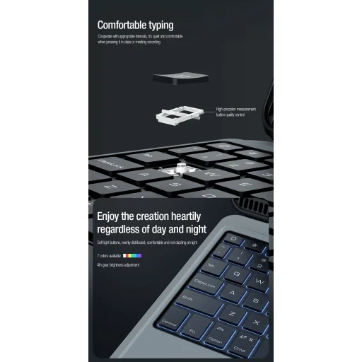 Nillkin Bumper Combo tok billentűzettel Angol nyelvű (Világítós Verzió) iPad 10.9 2022 / iPad 11 2025 fekete tok - 4