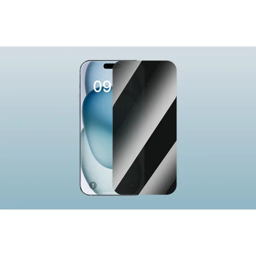 Privacy Edzett Üvegfólia Baseus Superior iPhone 15 + 2x tisztítókészlet és EasyStick (áttetsző) üvegfólia - 6