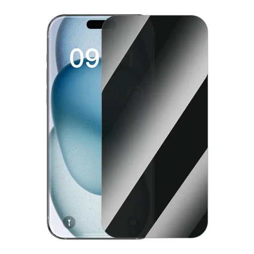 Baseus Superior iPhone 15 privát üvegfólia + tisztítókészlet és EasyStick applikátor üvegfólia - 1