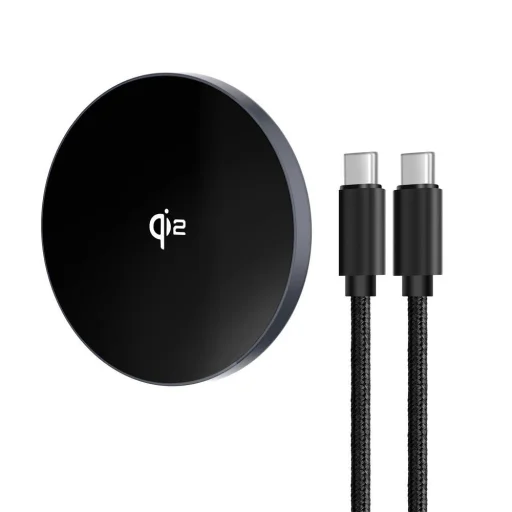 FORCELL F-ENERGY Smart Charge Qi2 15W vezeték nélküli töltő 150 cm-es lecsatolható kábellel, MagSafe kompatibilis ezüst - 3