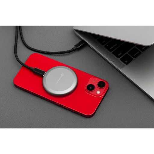 FORCELL F-ENERGY Smart Charge Qi2 15W vezeték nélküli töltő 150 cm-es lecsatolható kábellel, MagSafe kompatibilis ezüst - 7