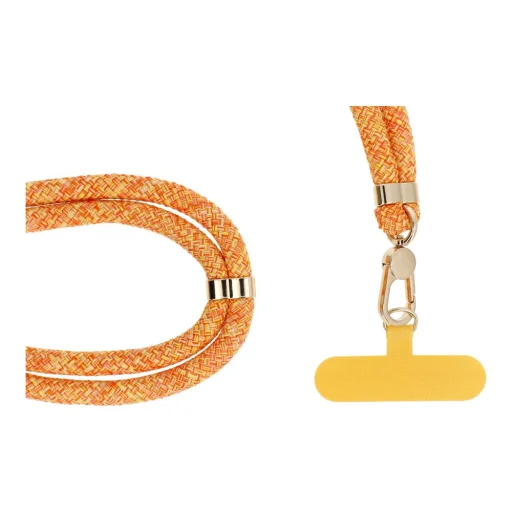 SWING (8mm) függő telefonhoz állítható hosszúságú zsinórral / zsinórhossz 165cm (max. 82,5cm a hurokban) / vállon vagy nyakon - narancs-fehér - 4