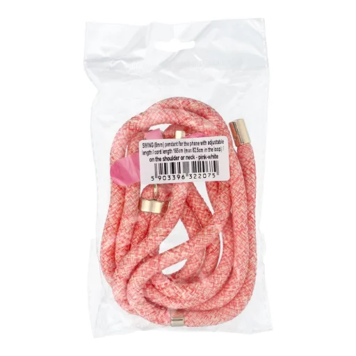 SWING (8mm) függő mobiltelefonhoz állítható hosszúsággal / zsinór hossza 165cm (max 82.5cm hurkolva) / vállon vagy nyakon - rózsaszín-fehér - 2