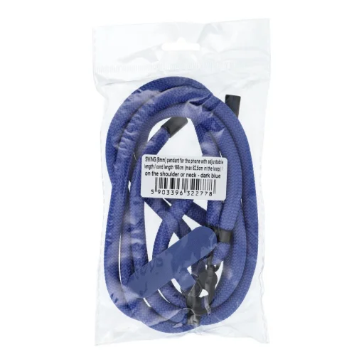 SWING (8mm) telefontartó állítható hosszúságú zsinórral / zsinór hossza 165cm (max 82.5cm hurkolva) / vállra vagy nyakba - sötétkék - 2