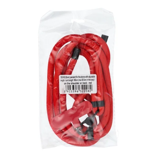 SWING (8mm) telefontartó állítható hosszúsággal / zsinór hossza 165 cm (max 82,5 cm a hurkon) / vállon vagy nyakon - piros - 3