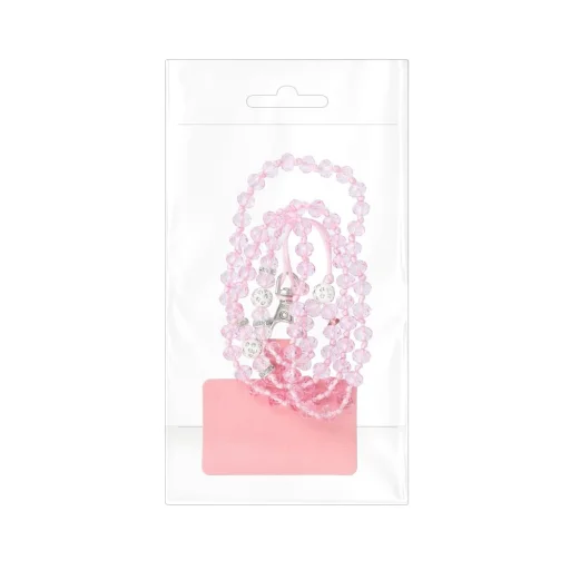 CRYSTAL DIAMOND medál telefonhoz / zsinór hossza 74cm (37cm a hurokban) / nyakba - halvány rózsaszín - 9