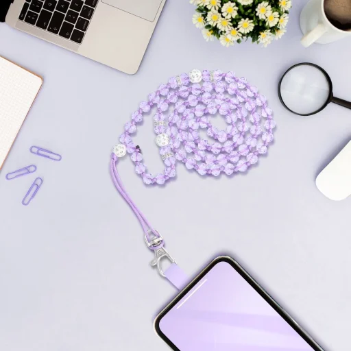 CRYSTAL DIAMOND medál telefonhoz / zsinór hossza 74 cm (37 cm a hurokban) / nyakba - lila - 6